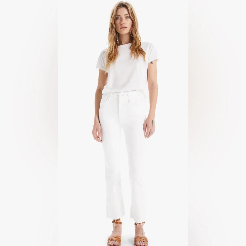 MOTHER Crisp White Cropped Jeans